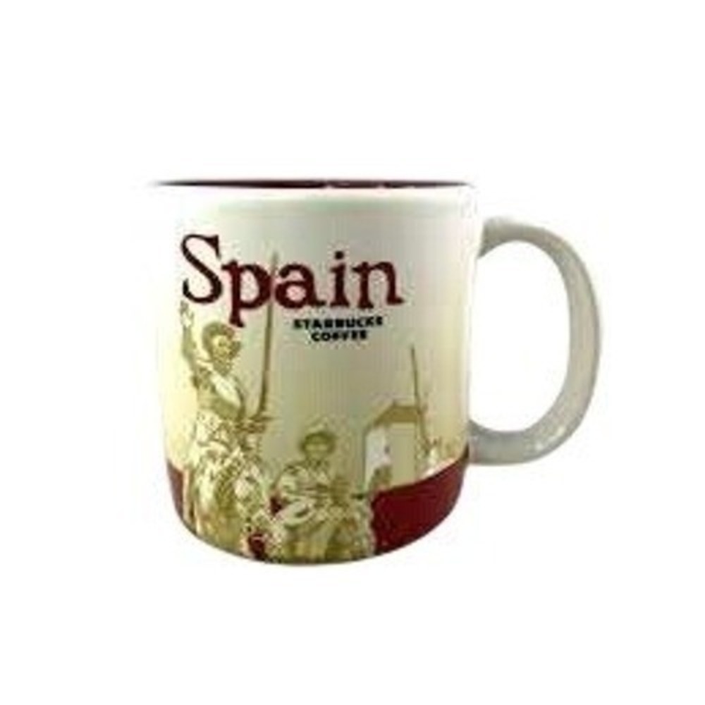 Starbucks NEW Spain España Global Icon Series Coffee Mug Red Cream 16oz Quixote